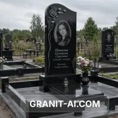 классическая гранитная стела с овальным портретом — пример 2, AI-визуализация Granit AI