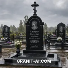 классическая гранитная стела с овальным портретом — пример 7, AI-визуализация Granit AI