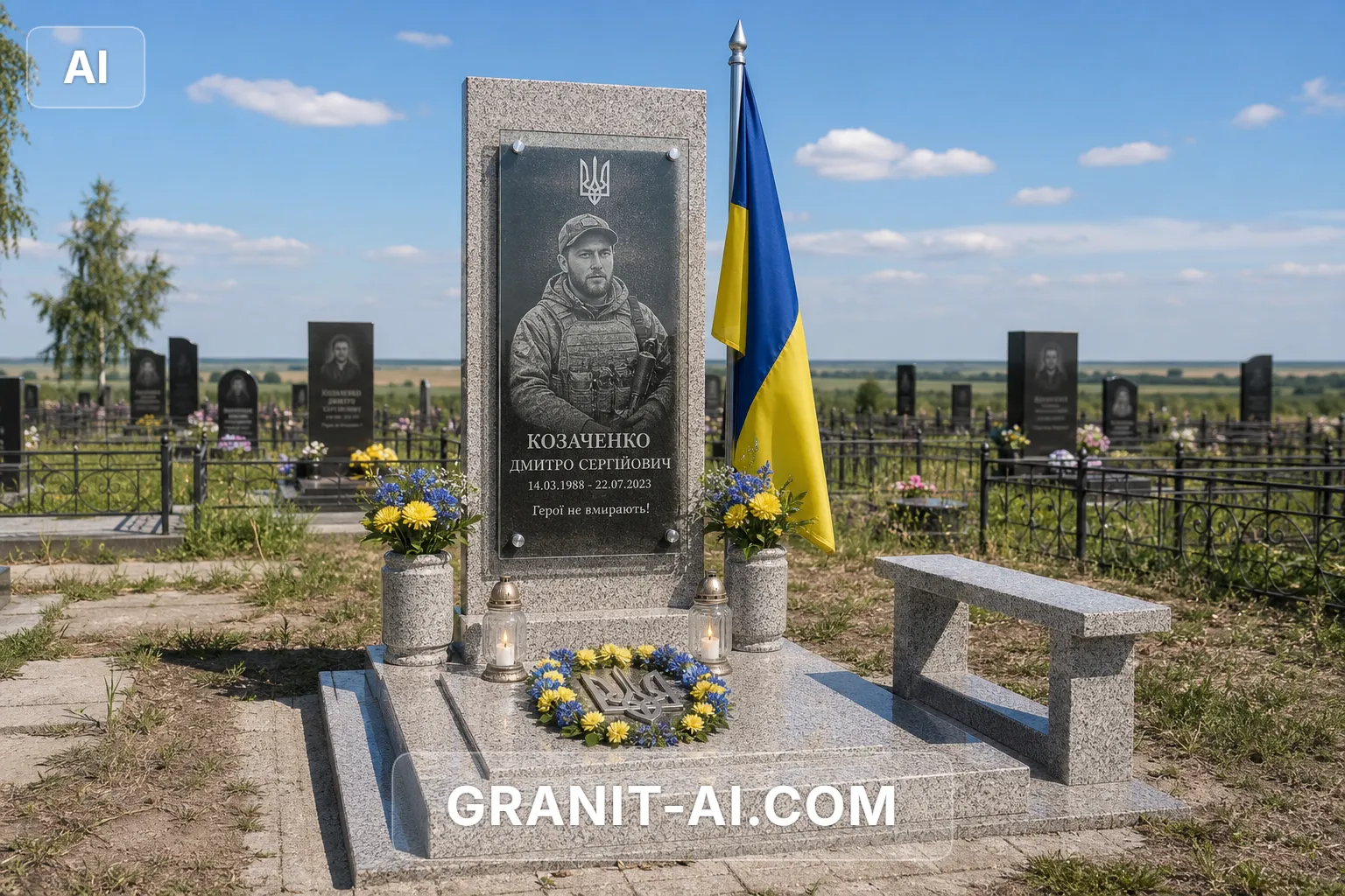 Меморіал воїну: скло на виносних кріпленнях